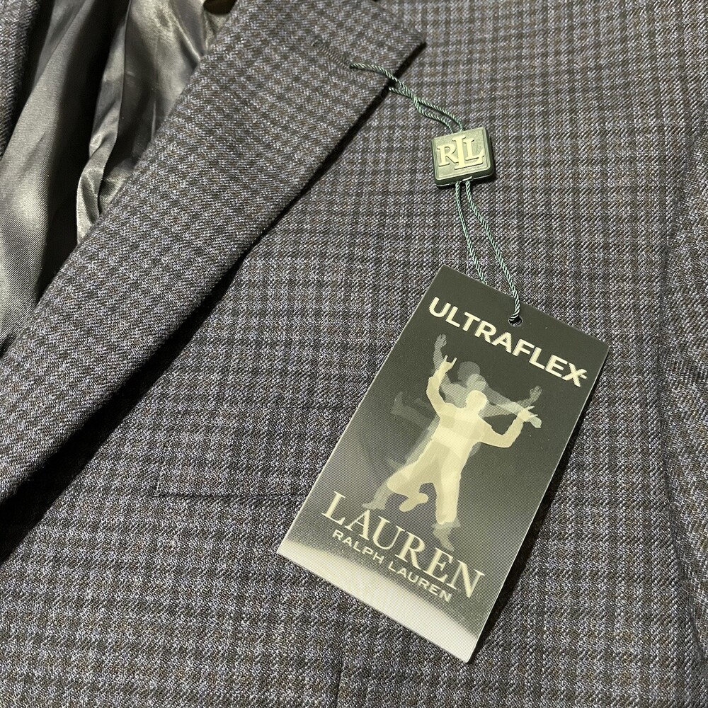 Ralph Lauren Blazer Jacket Mens Wool 2 Button Business Windowpane New Vintage - Picture 4 of 12